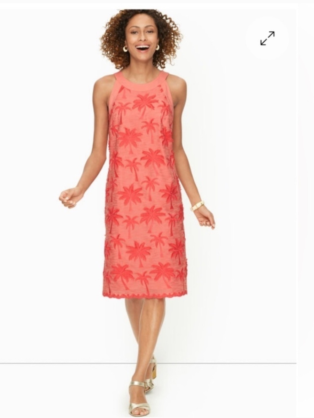 TALBOTS Embroidered Palm tree shirt dress, 4P
